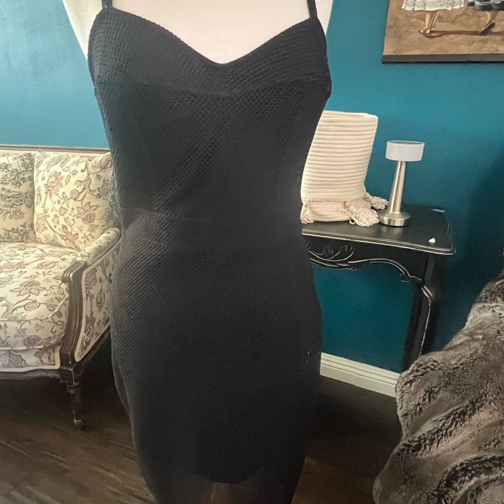 Express Black fishnet style Midi Dress